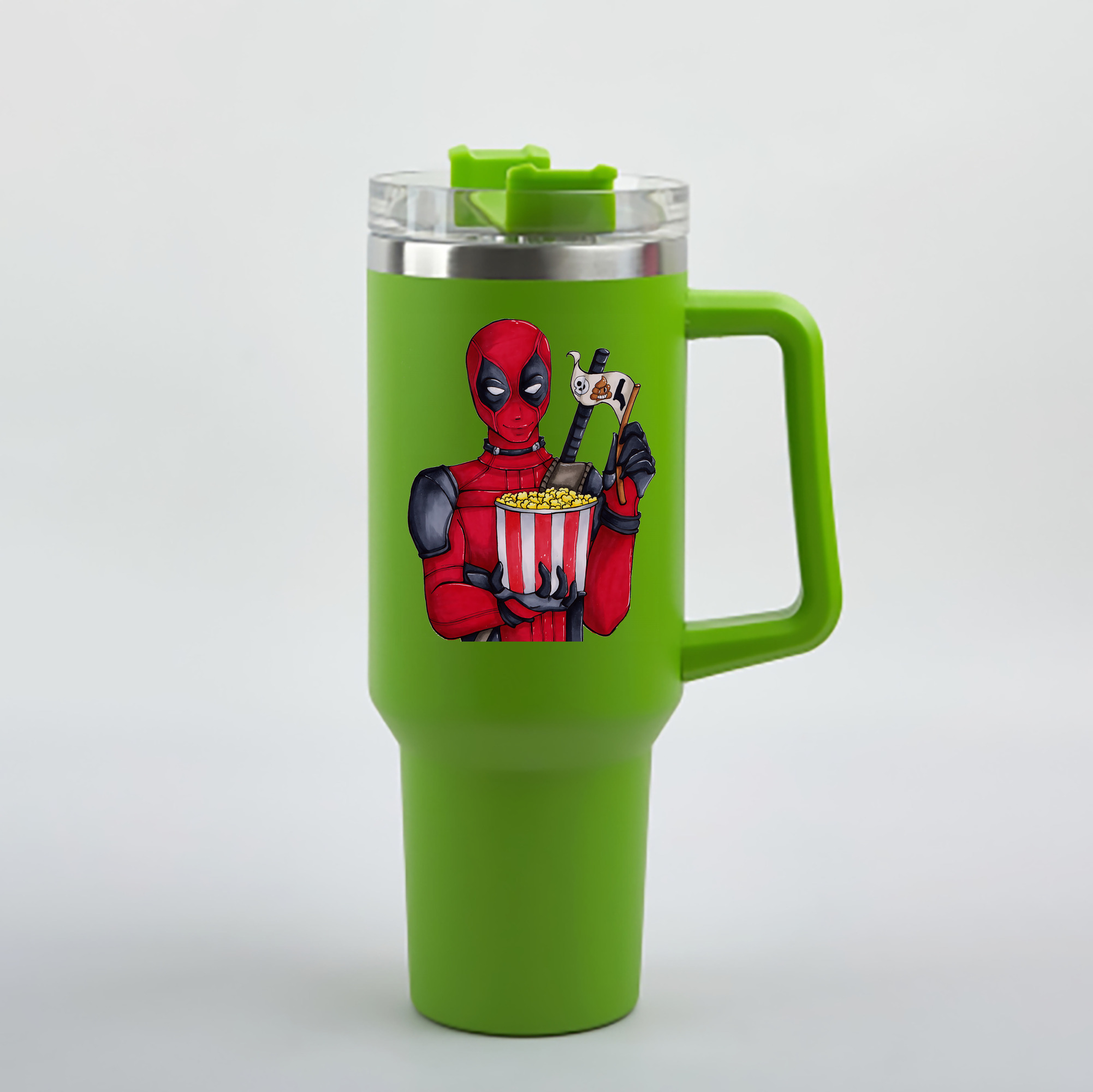 （画像用） Deadpool デッドプール 1200mL車用タンブラー - クリスタルステッカー（プラスチックストロー付き）
